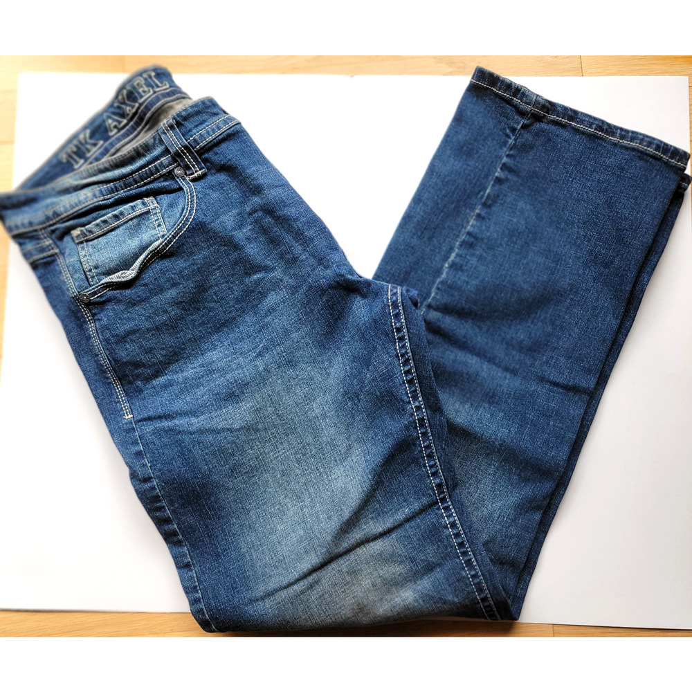 TK Axel Men’s Slim Bootcut Jeans Blue Denim W36 L34 Stretch Cotton Spandex